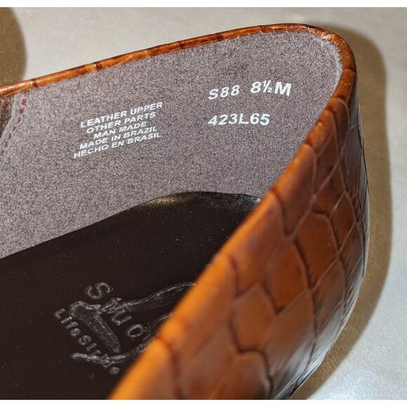 LifeStride Studio Women's Croc Embossed Leather Heels Pumps Size 8.5 M Brown - Picture 10 of 10